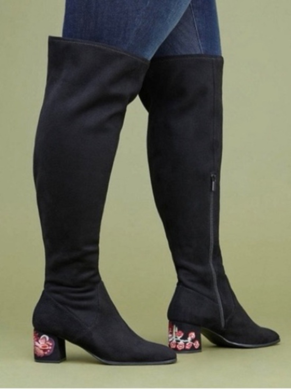 NWT Lane Bryant embroidered block heel over the knee. 7W 7 wide wide calf